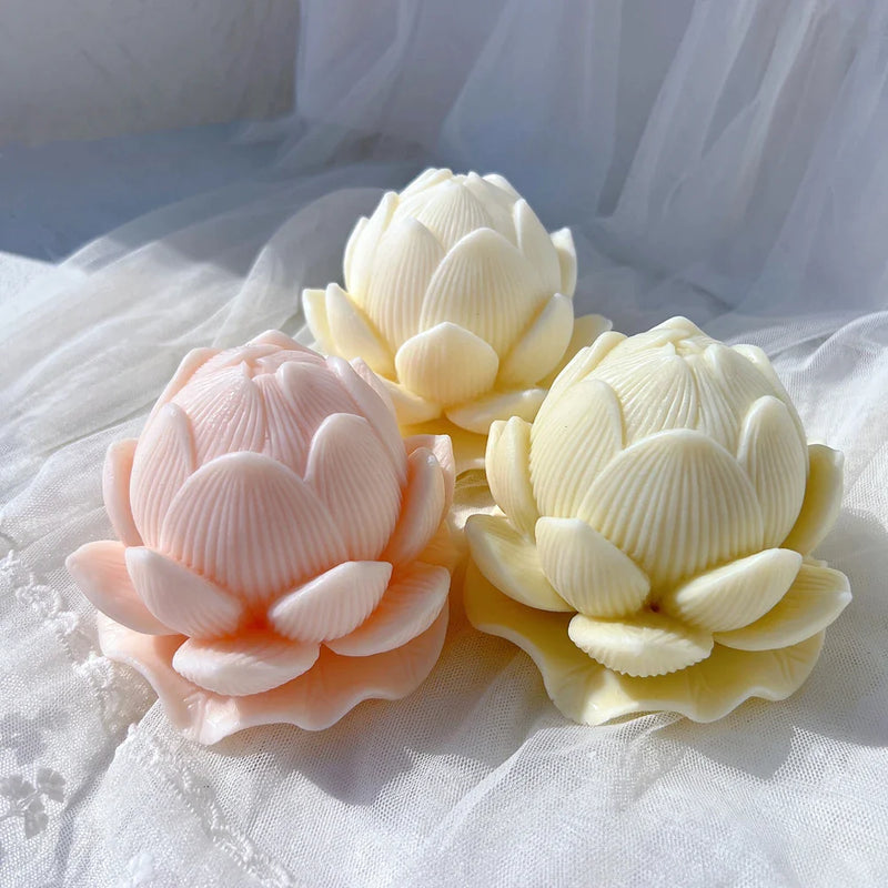 Lotus Bloom Flower Candle Molds