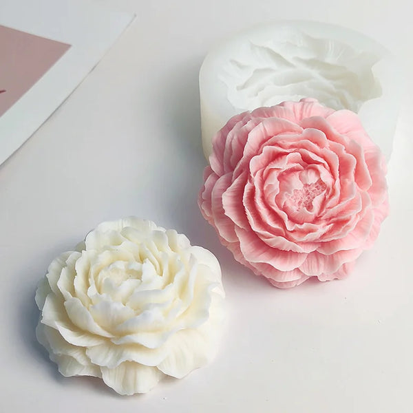 Big Peony Rose Flower Candle Silicone Mold