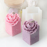 Lace Peony Square Pillar and Rose Cylindrical Silicone Candle Mold