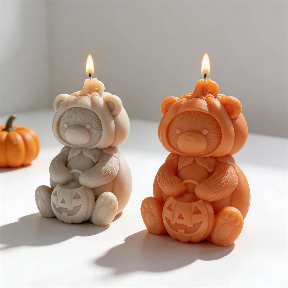 Trick or Treat Pumpkin Bear Silicone Candle Mold