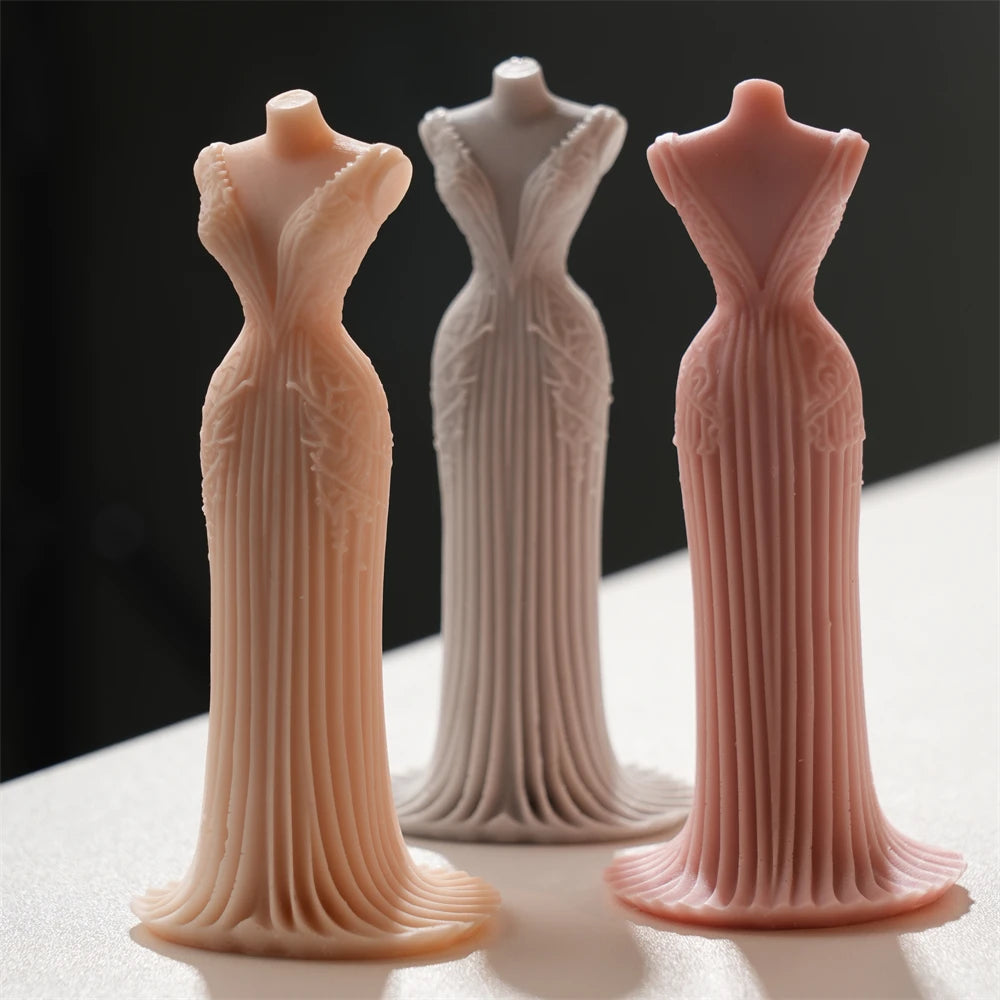 3D Wedding Dress Silicone Candle Mold