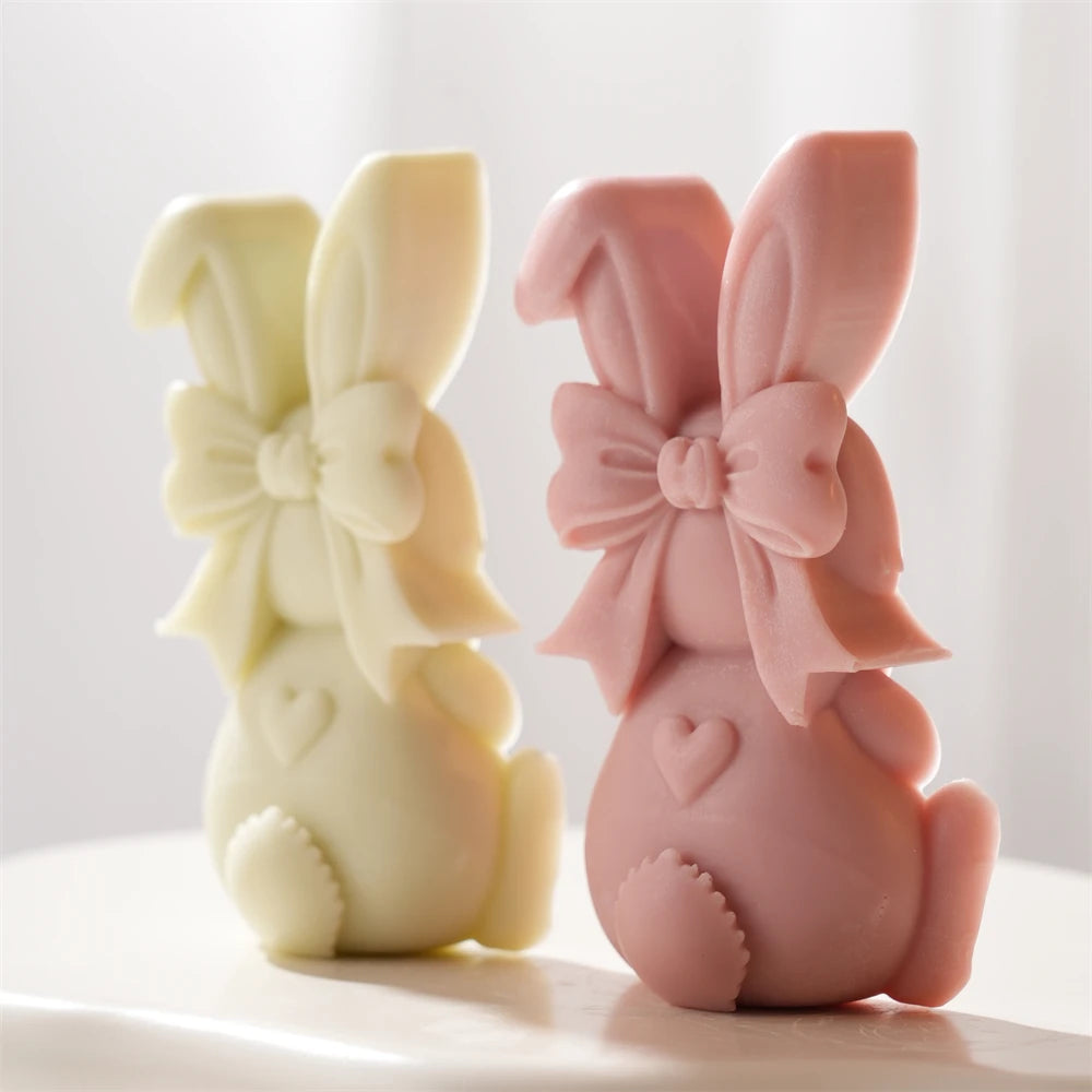 3D Heart Bowknot Bunny Silicone Candle Mold