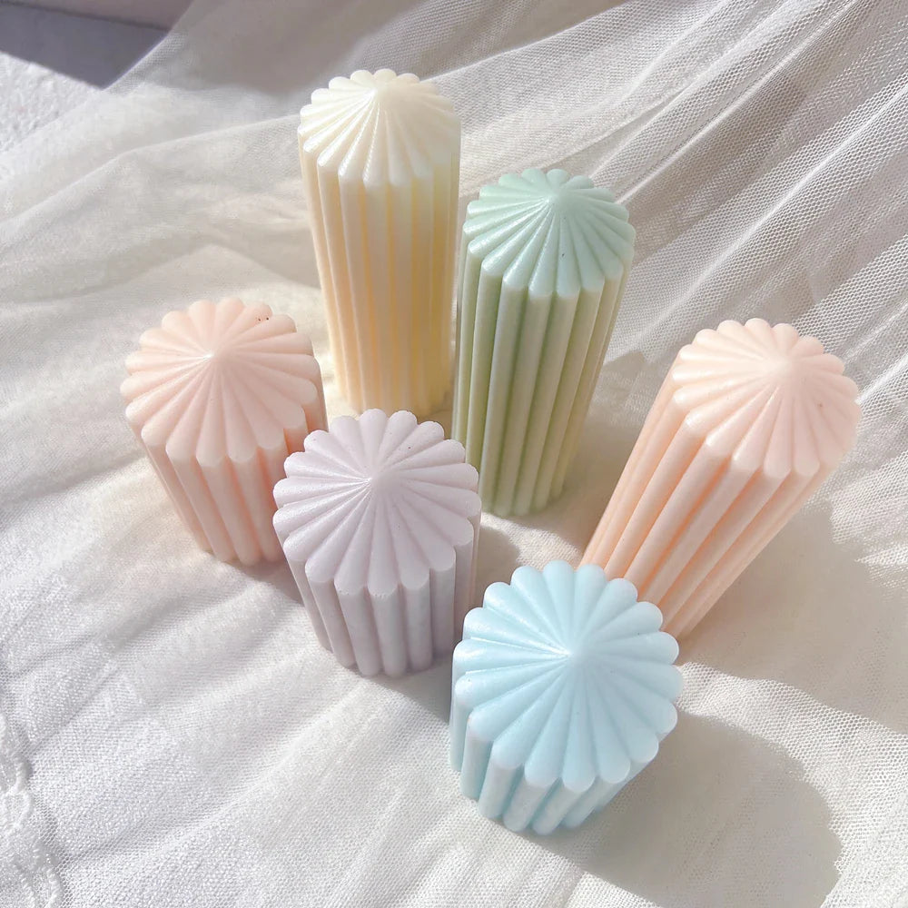 Unique Striped Column Pillar Candle Mold Silicone