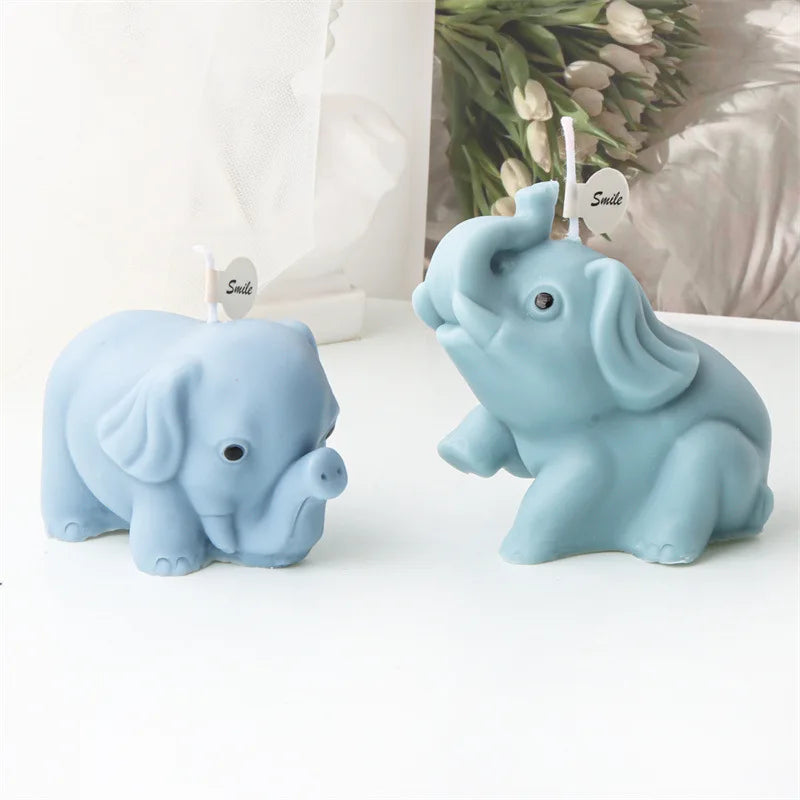 3D Playful Elephant Candle Silicone Mold