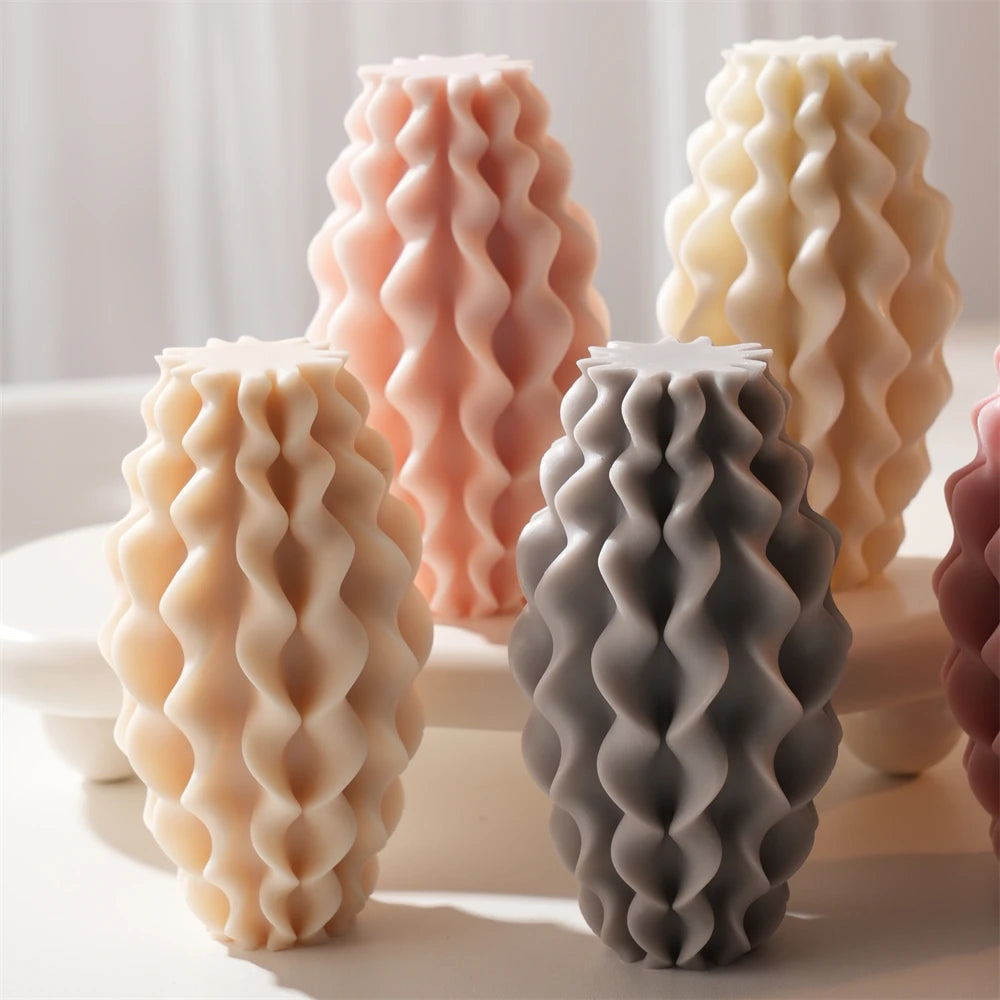 Geometric Wave Twirl Pillar Candle Silicone Mold