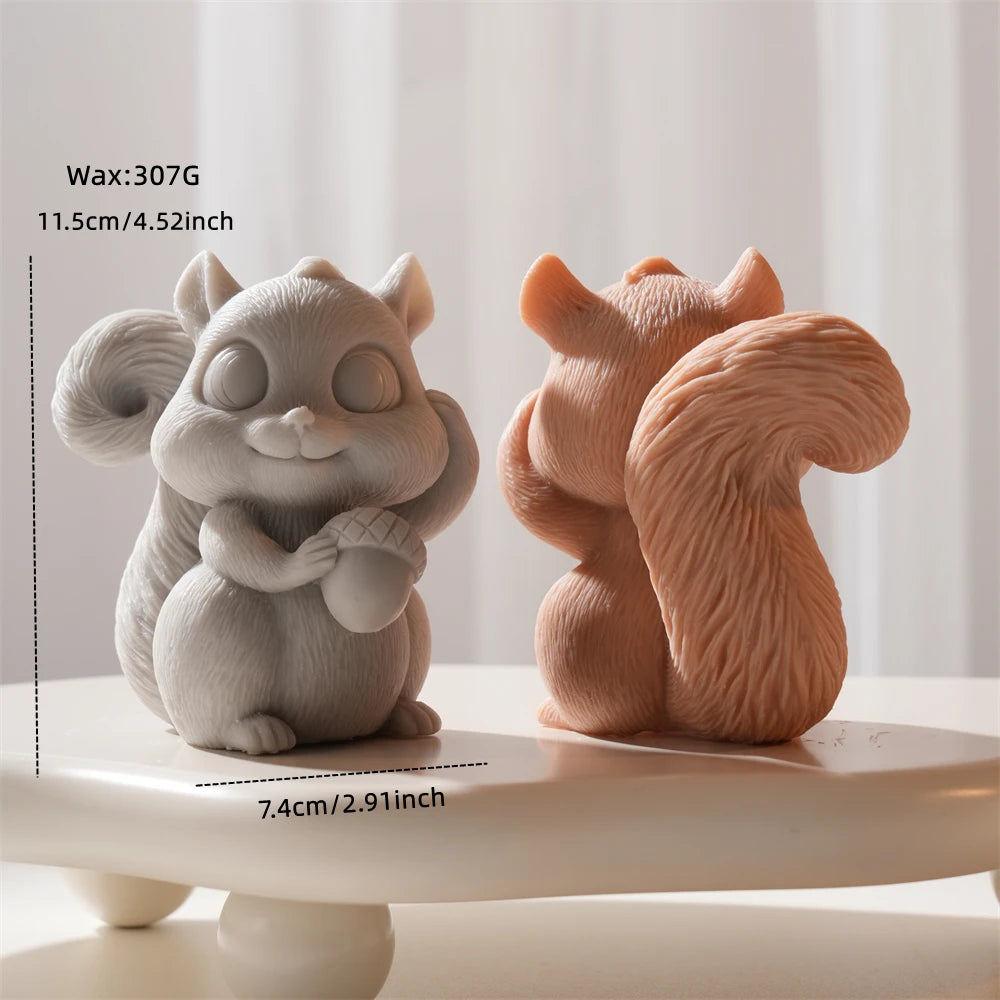 Squirrel Holding Acorn Silicone Candle Mold