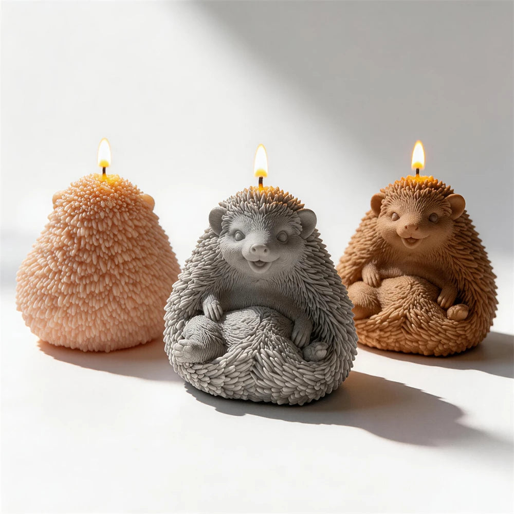 Sitting Hedgehog Silicone Candle Mold for Home Decor