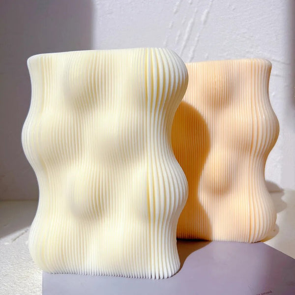 Wave Twirl Rectangle Ribbed Candle Molds