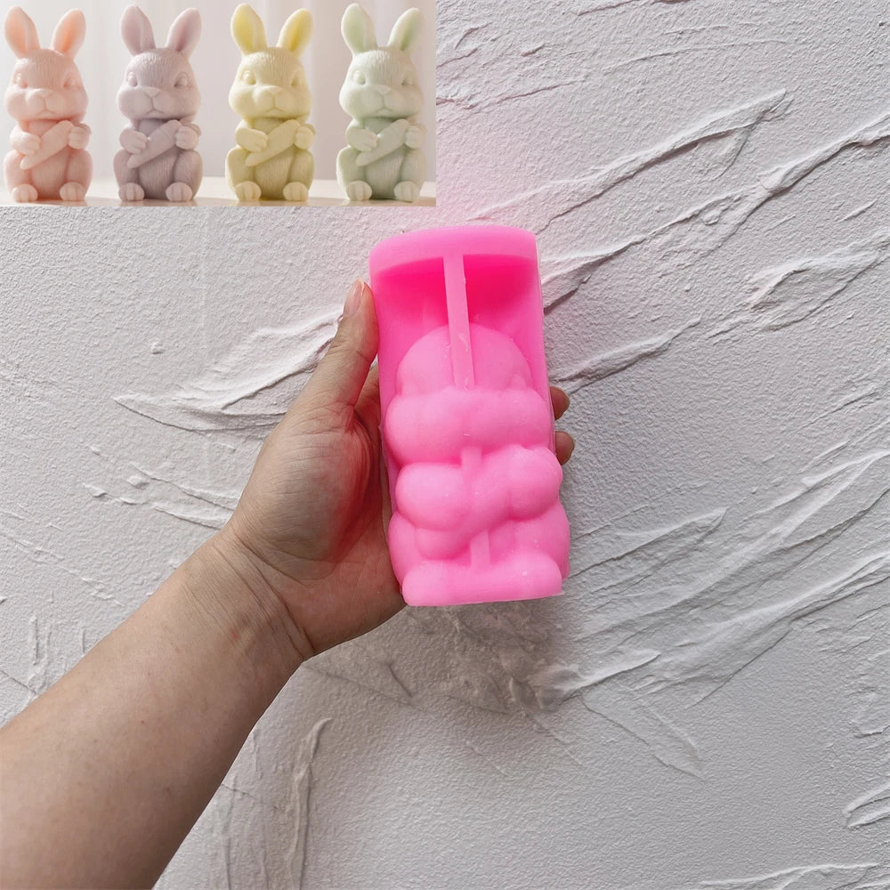 Easter Rabbit Holding Carrot Silicone Candle Mold