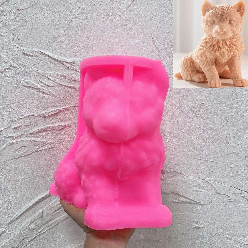 Sitting Wolf Cub Silicone Candle Mold
