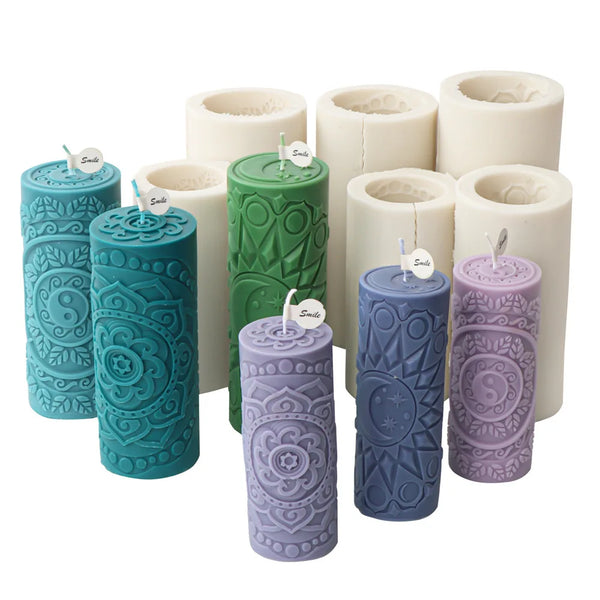 Cylinderical Relief Pattern Candle Mold Silicone