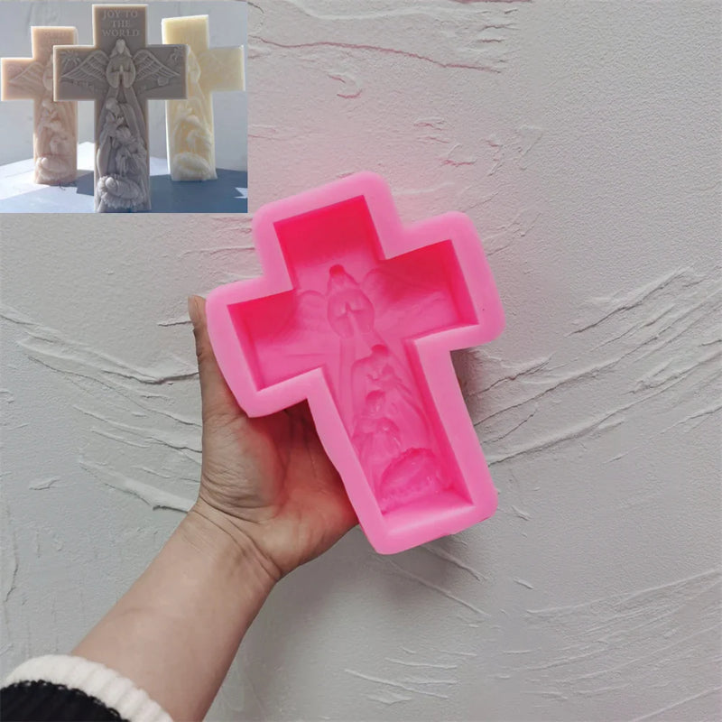 Holy Family Cross Candle Mold Silicone