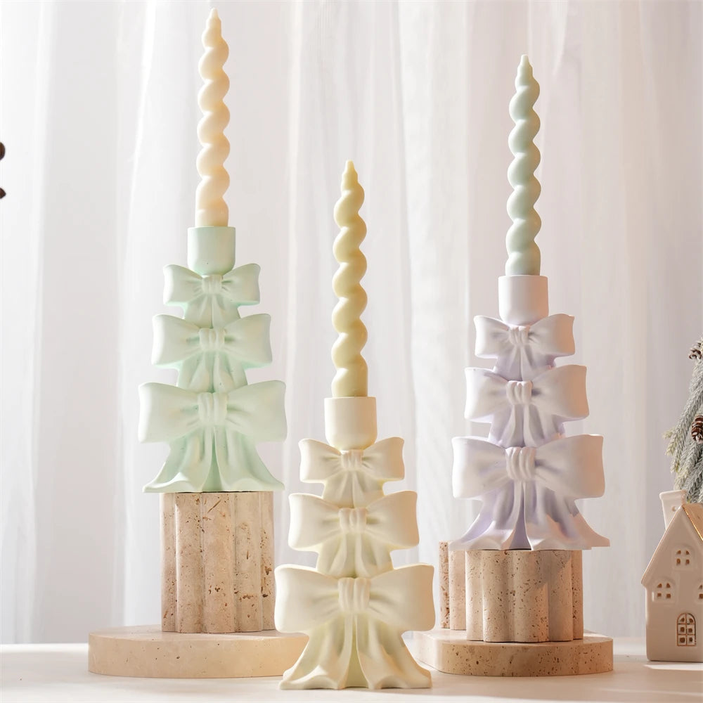 Christmas Bowknot Tree Candle Holder Silicone Mold