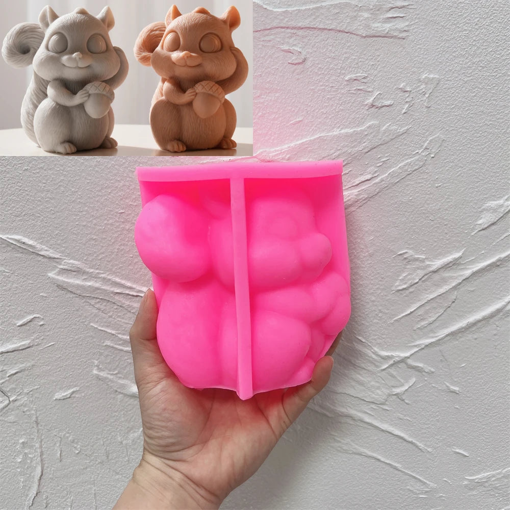 Squirrel Holding Acorn Silicone Candle Mold
