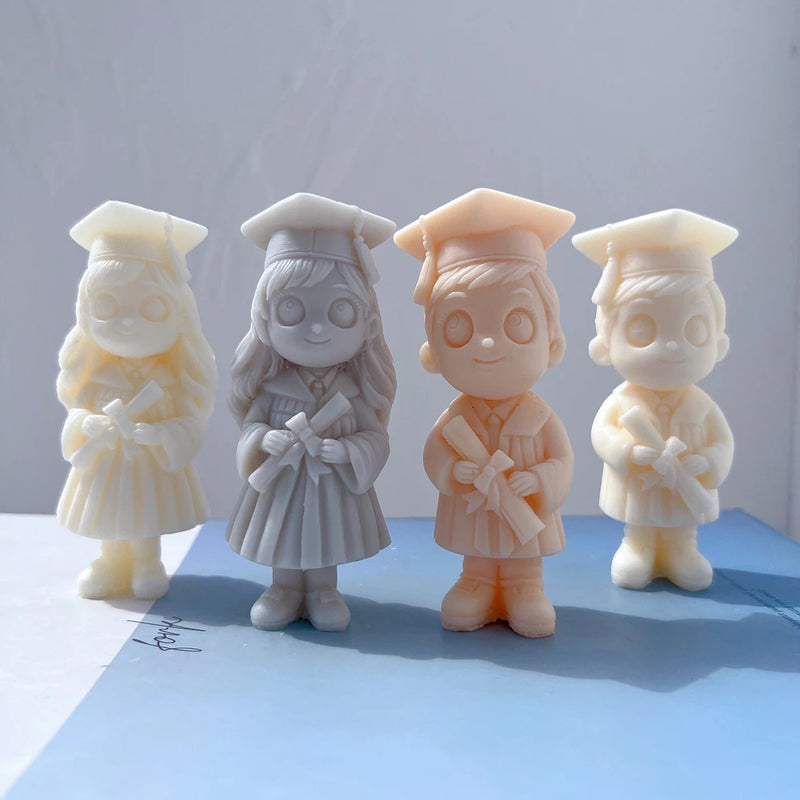 Graduation Girl & Boy Figurine Candle Mold