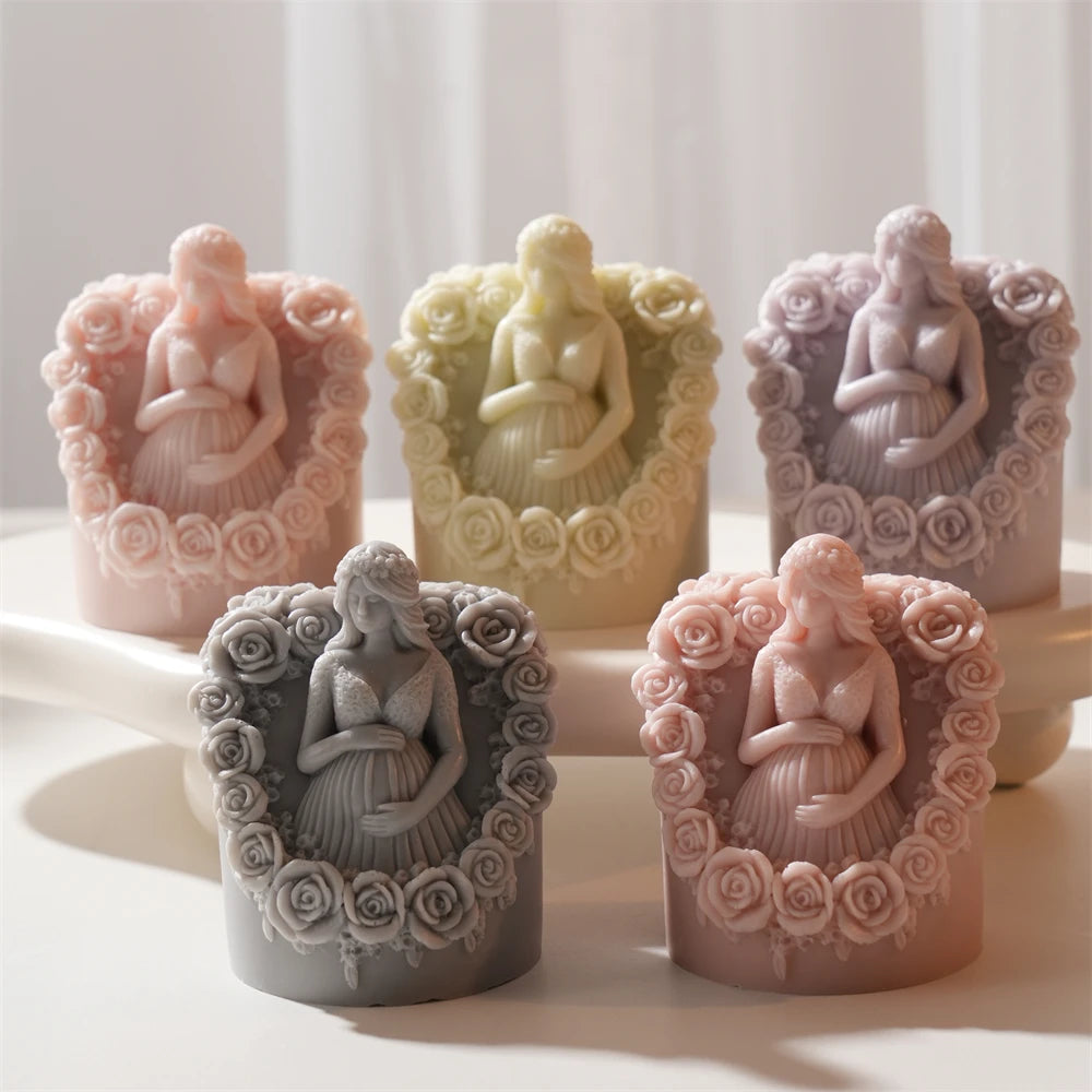 Floral Pregnant Mother Silicone Candle Mold