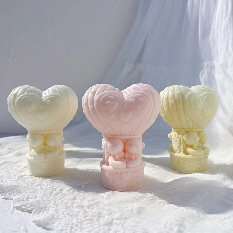 Teddy Bear in Heart Balloon Candle Mold