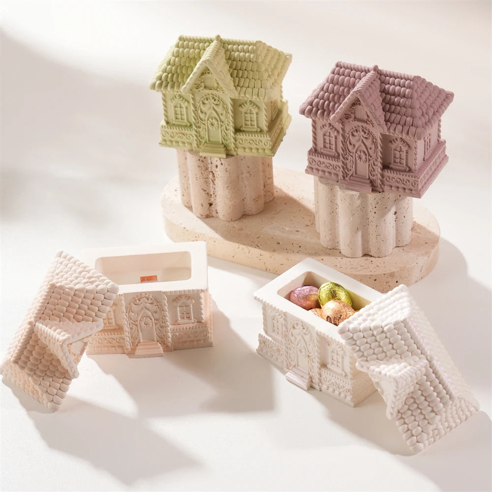 Gingerbread House Candle Jar Mold for DIY Christmas Candles