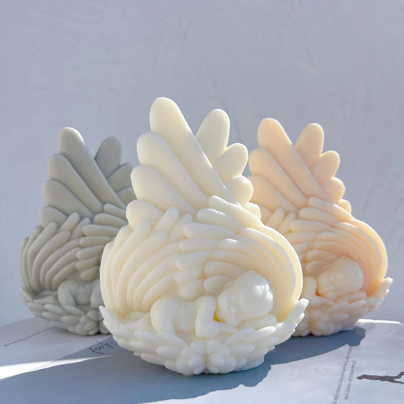 Sleeping baby Angel with Wings Candle Mold
