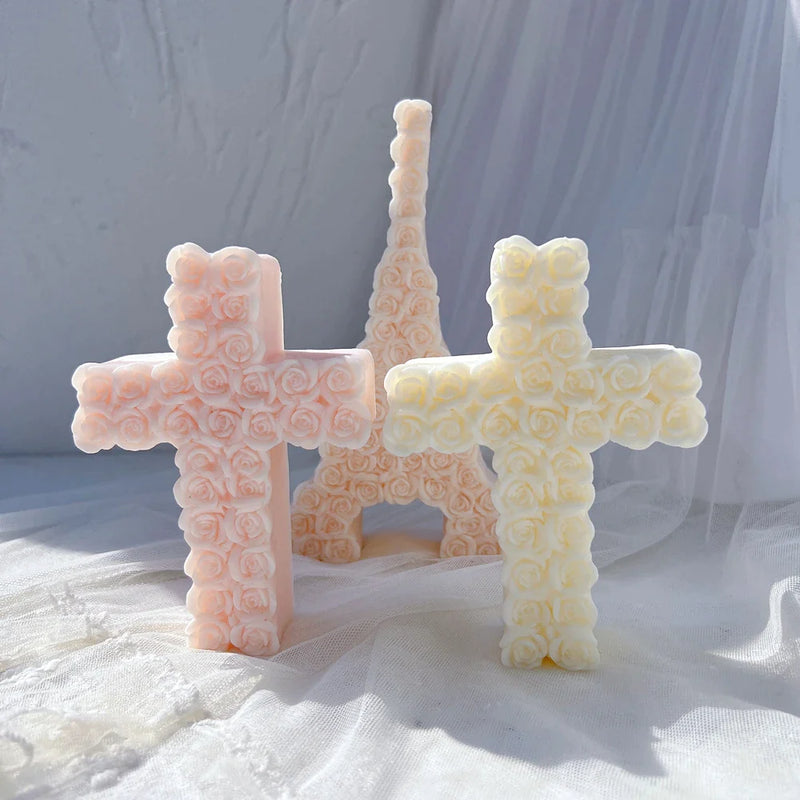 Rose Cross Candle Mold