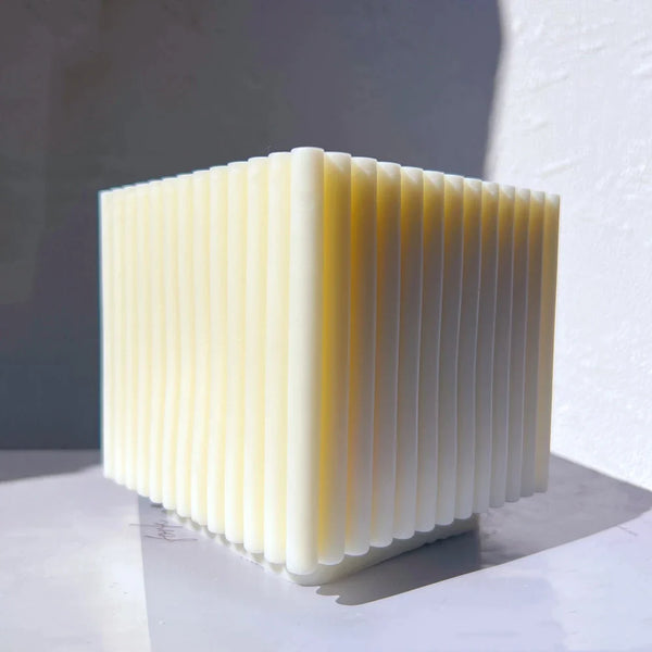 Big Size Ribbed Square Cube Candle Mold