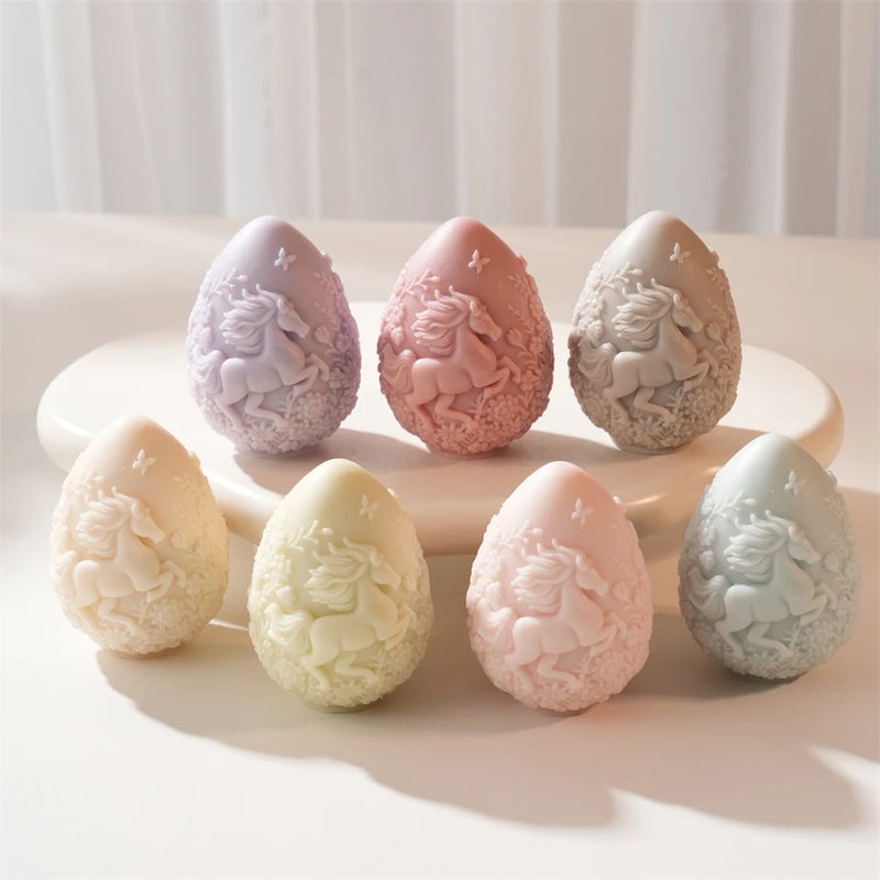 Horse Egg Candle Silicone Mold for Easter Decor