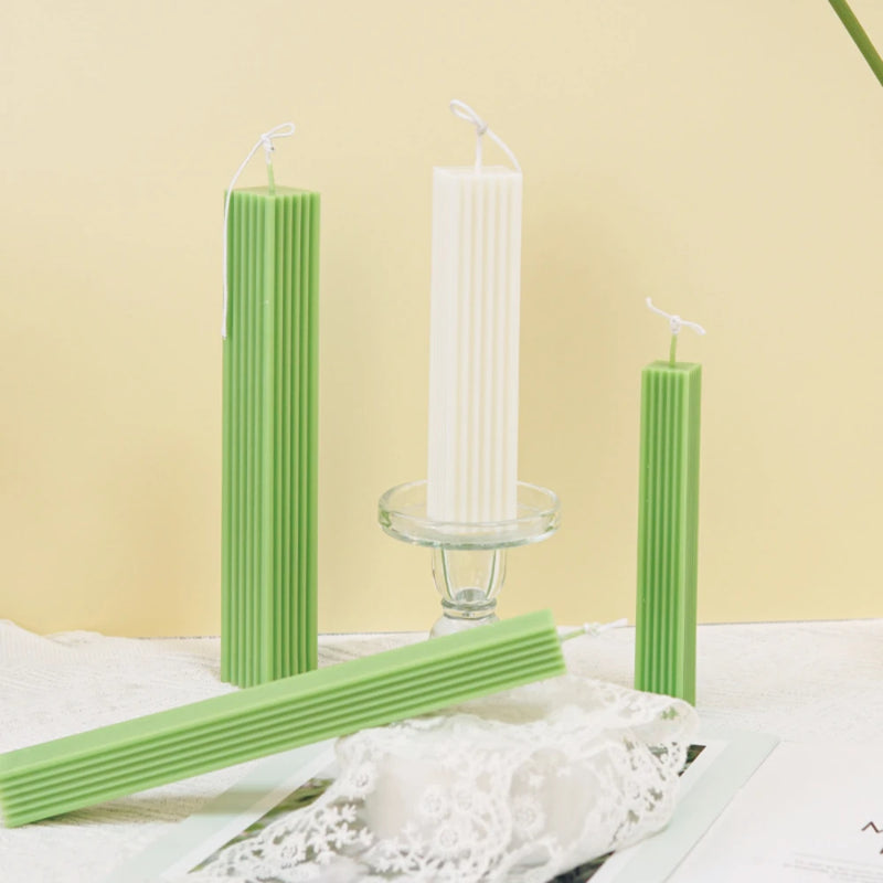 Ribbed Rectangular Pillar Candle Mold