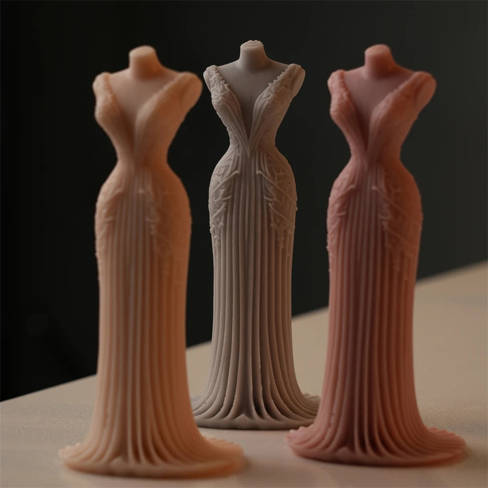 3D Wedding Dress Silicone Candle Mold