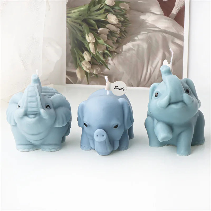 3D Playful Elephant Candle Silicone Mold