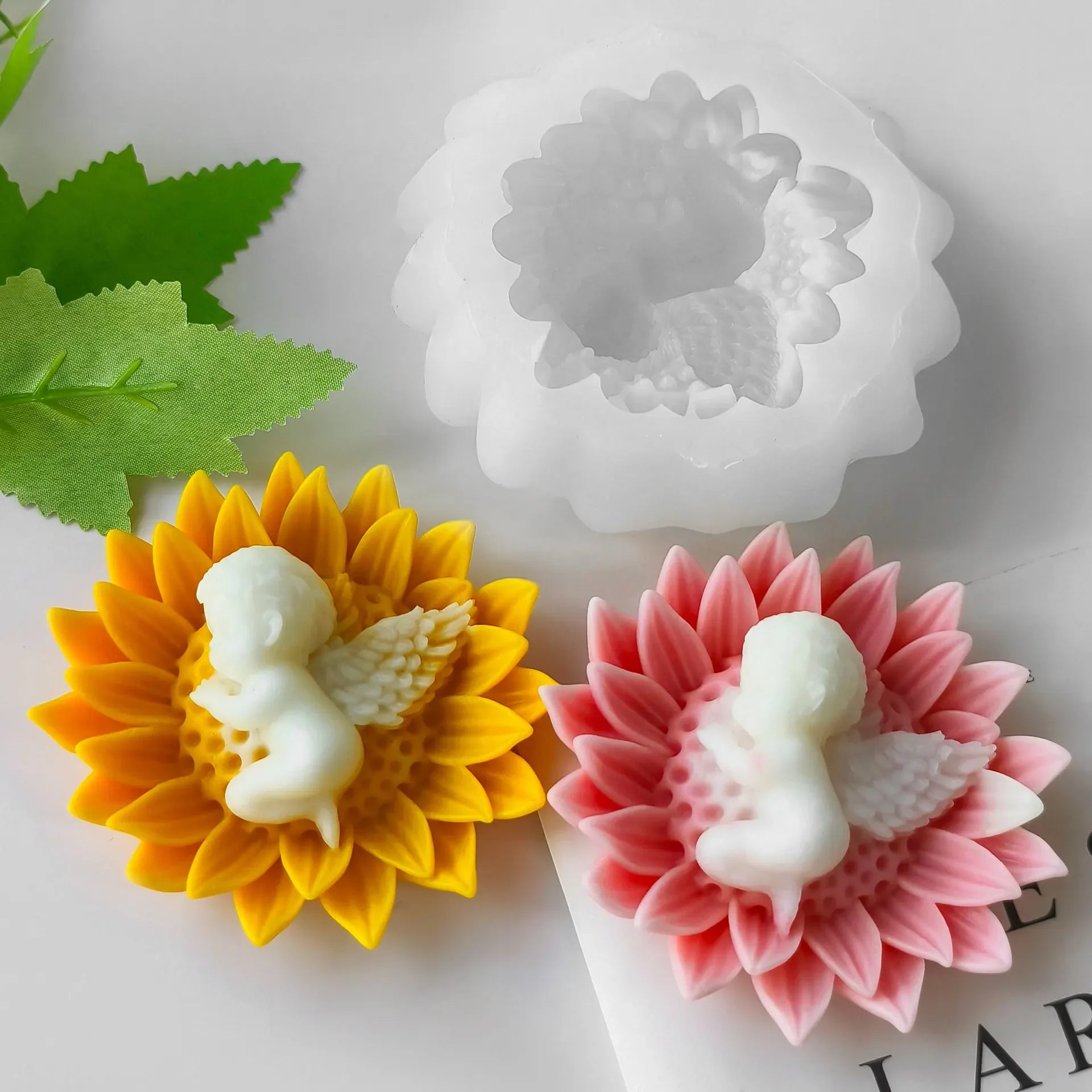 3D Flower Silicone Mold with Baby Angel