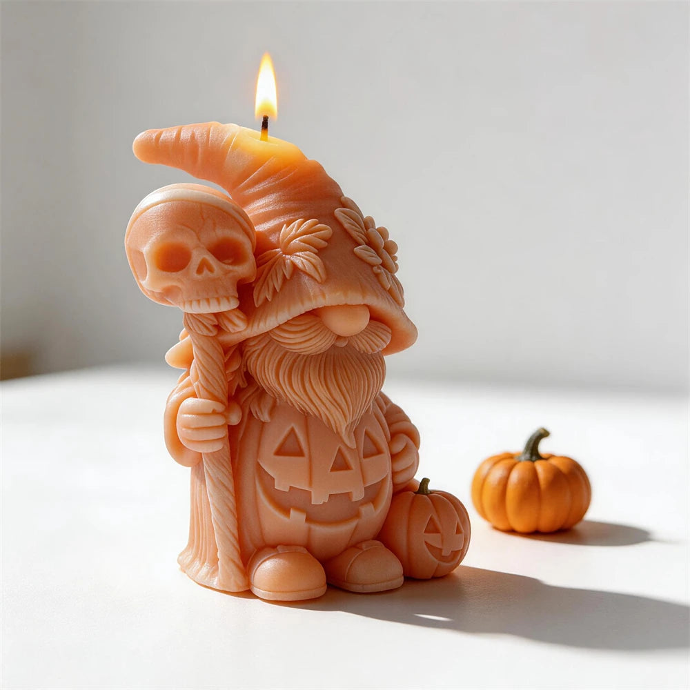 Halloween Pumpkin Gnome Silicone Candle Mold