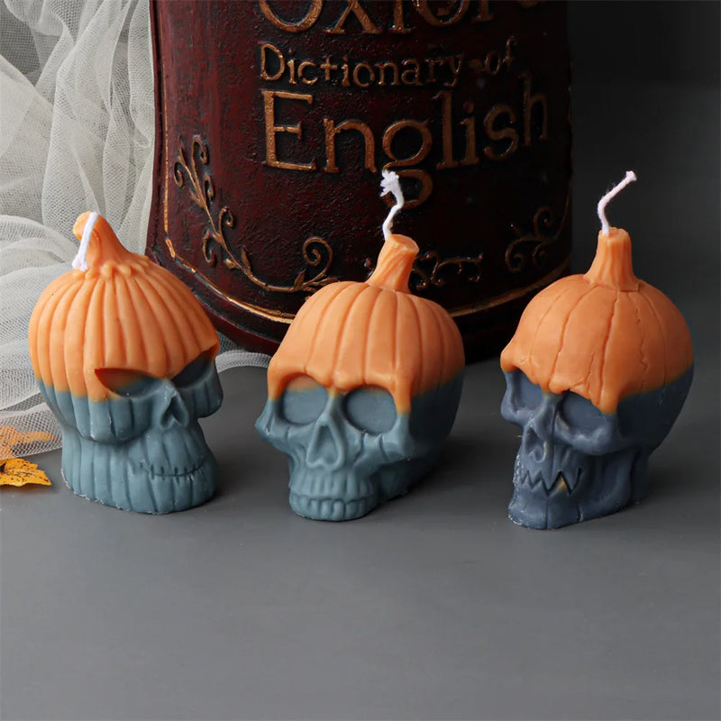 DIY Halloween Evil Pumpkin Skull Candle Mold