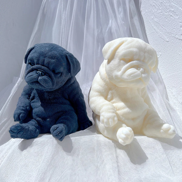 Sitting Sleeping Pug Puppy Candle Mold