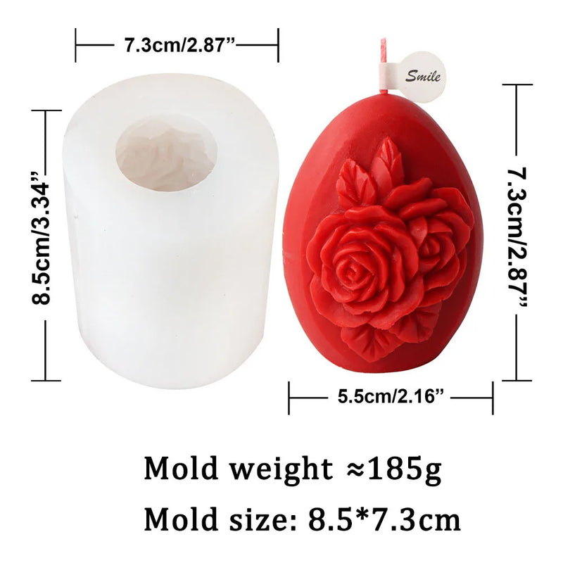 Rose Flower Pattern Egg Shape Candle Silicone Mold