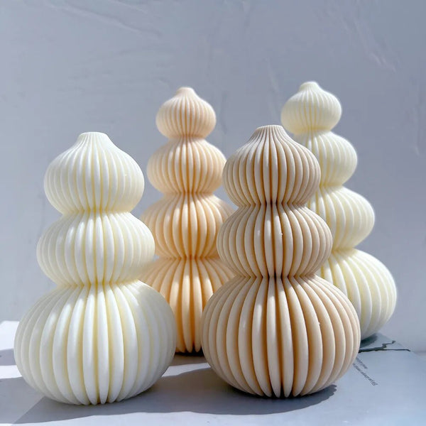 Ball Ribbed Christmas Tree Candle Molds