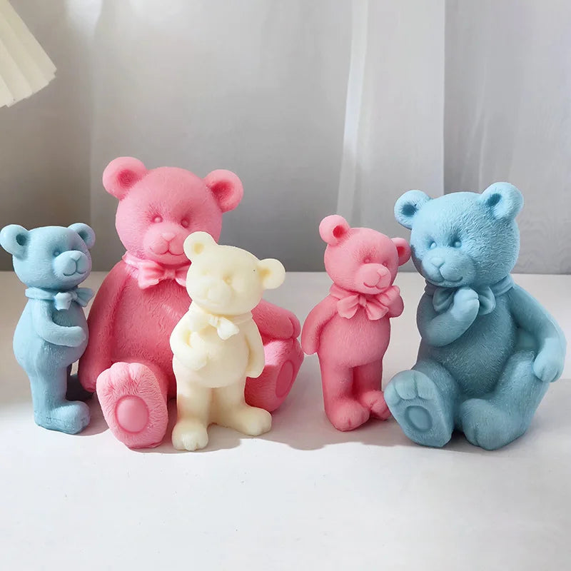 Bowtie Bear Family Candle Mold