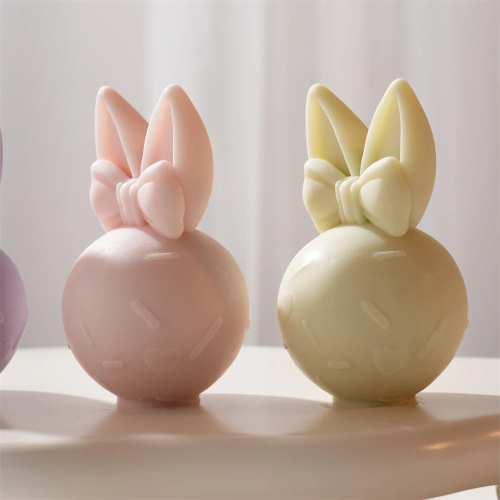 3D Bowknot Bunny Silicone Candle Mold