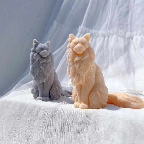 Sitting Norwegian Forest Cat Silicone Candle Mold