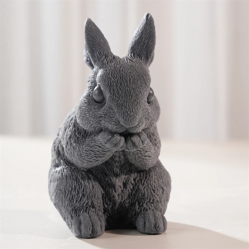 Realistic Sitting Baby Rabbit Silicone Candle Mold