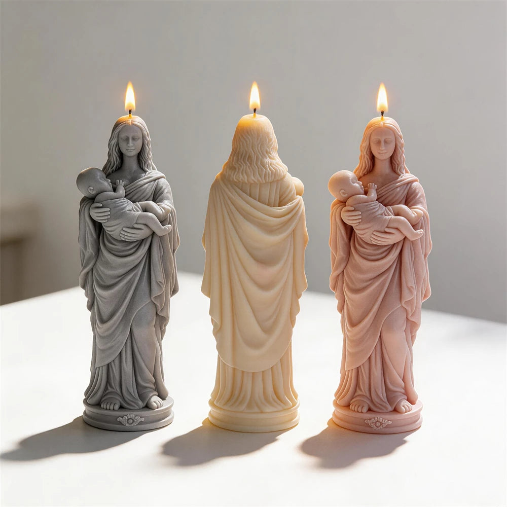 Woman and Baby Statue Silicone Candle Mold
