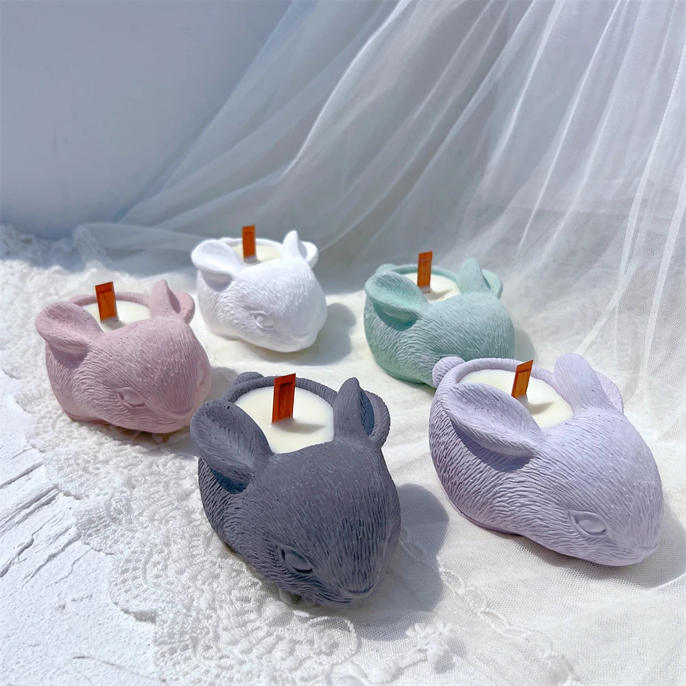 Cute Rabbit Candle Holder Silicone Mold