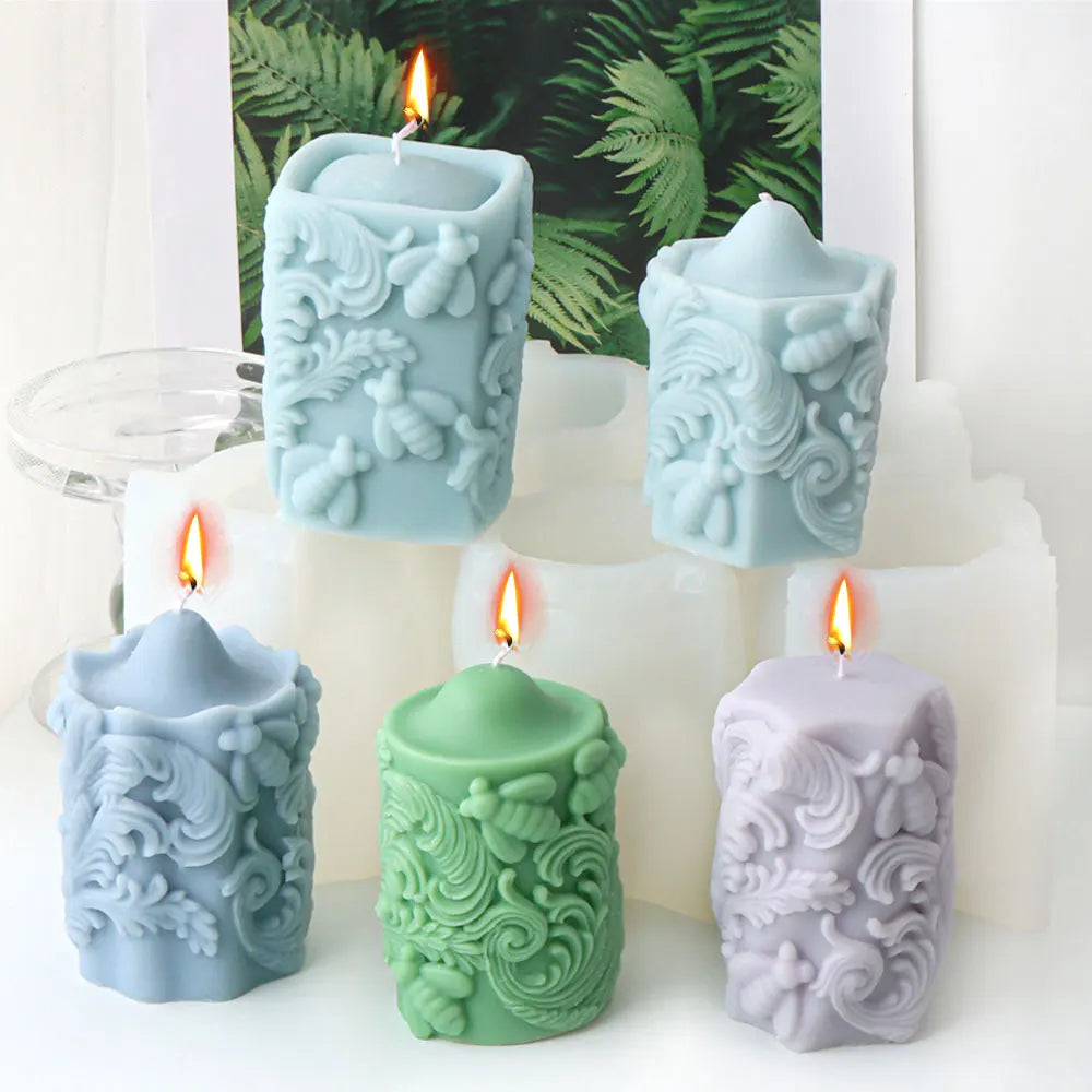 Honey Bee Blossom Pillar Candle Mold