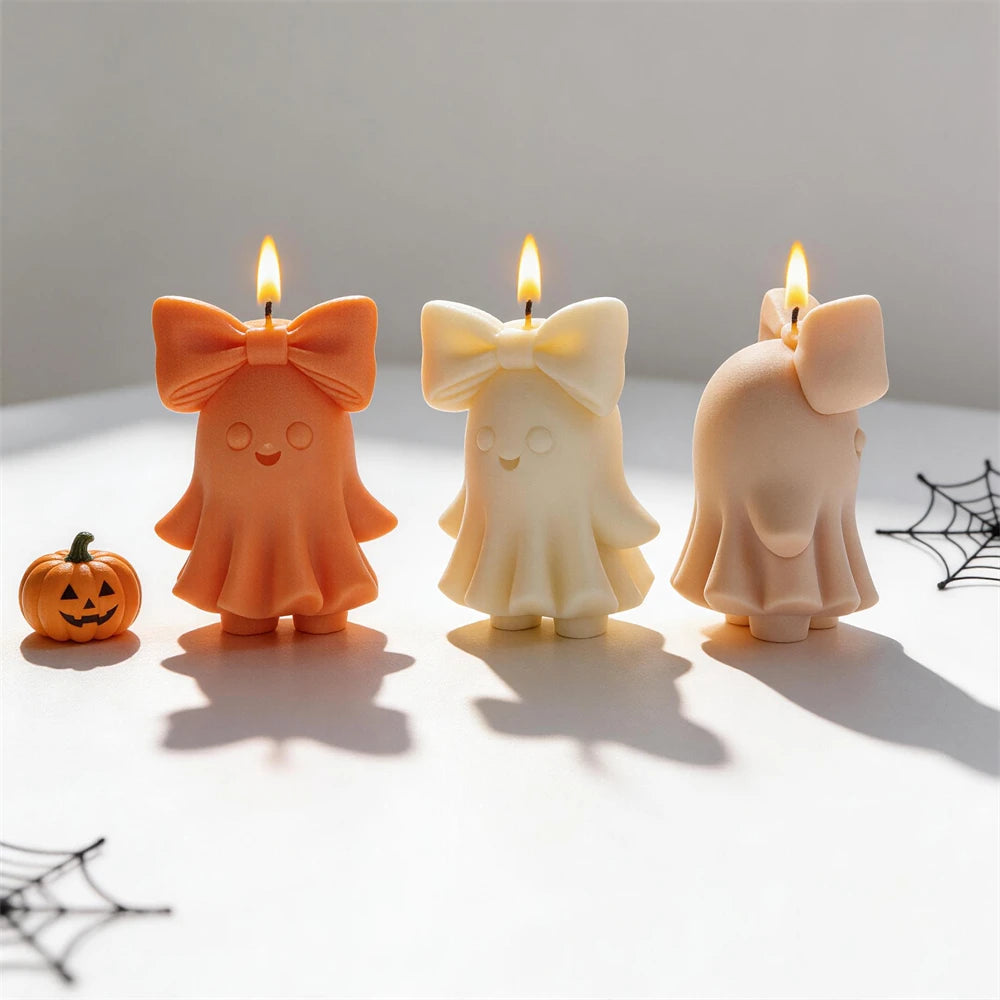 Bowknot Ghost Silicone Candle Mold for Halloween