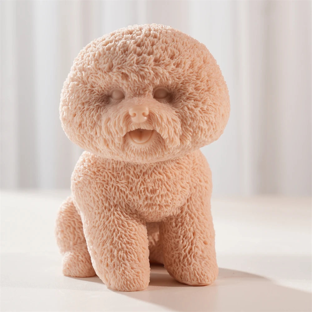 Fluffy Bichon Frise Puppy Silicone Candle Mold