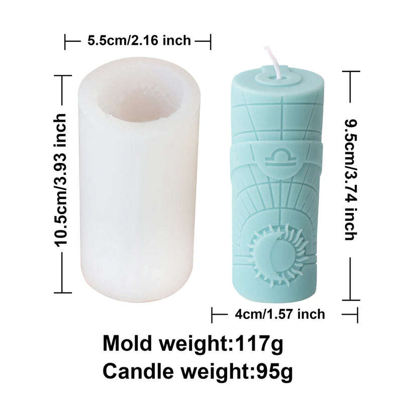 3D Constellation Pillar Candle Mold for Zodiac Designs