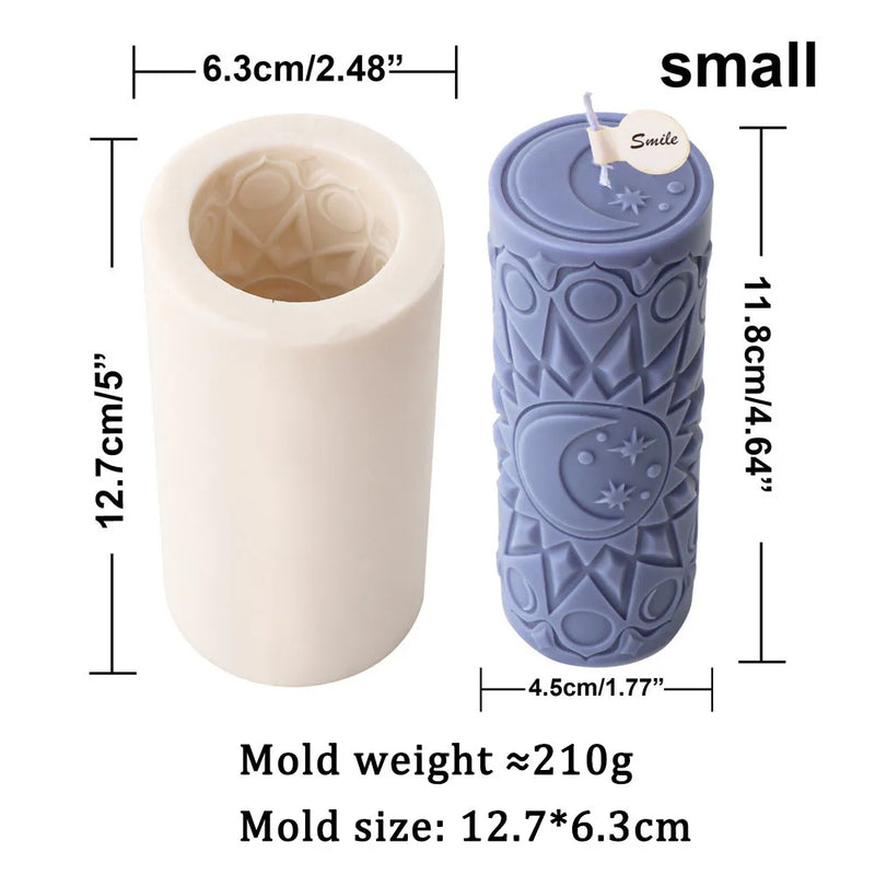 Cylinderical Relief Pattern Candle Mold Silicone
