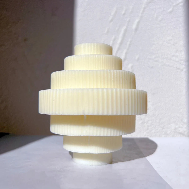 Carved Taper Ribbed Layer Round Silicone Candle Mould