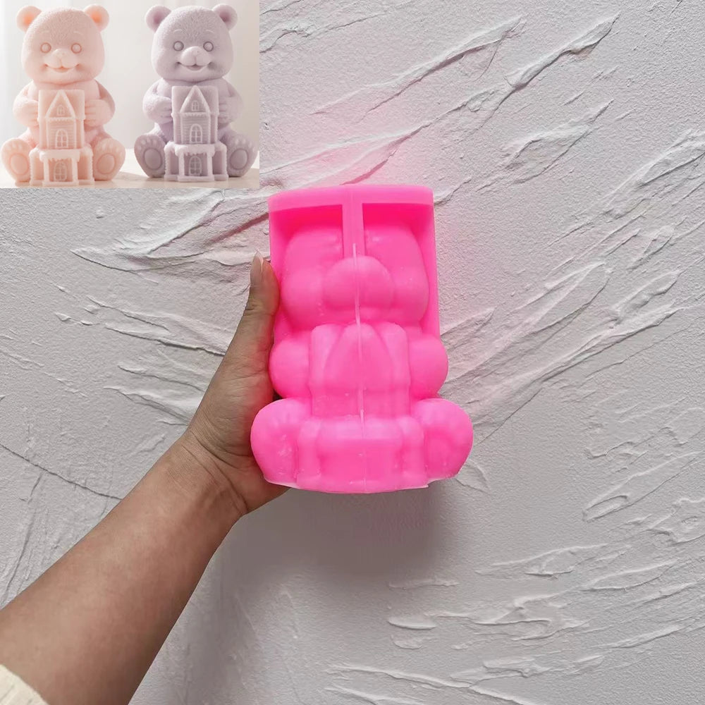 Strawberry Bunny & Bear House Candle Silicone Mold