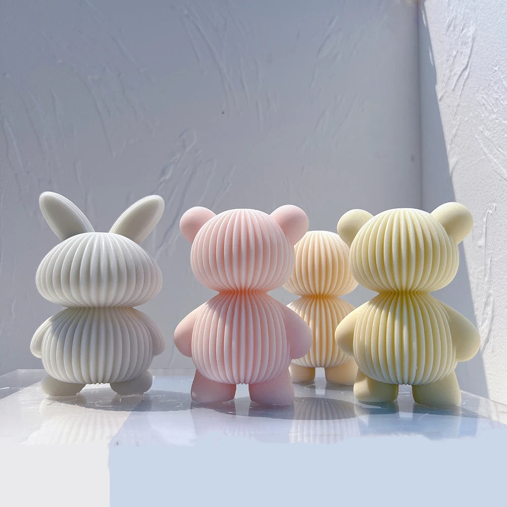 Ribbed Bear & Rabbit Candle Mold