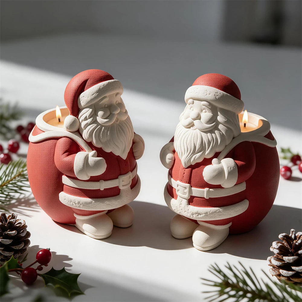 Open-top Santa Claus candle jar with detailed beard and belt